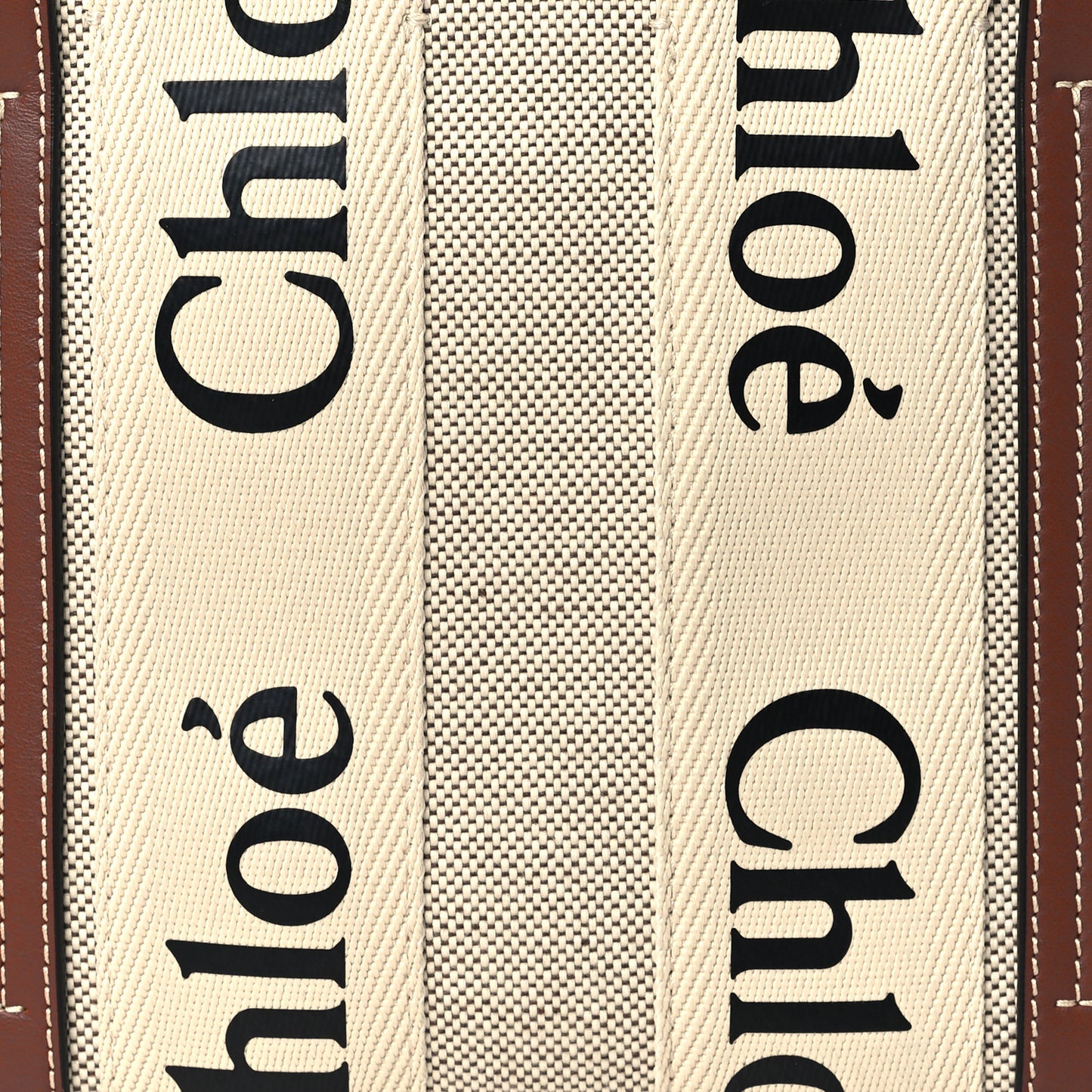 Cotton Calfskin Small Woody Ribbon Tote White Brown