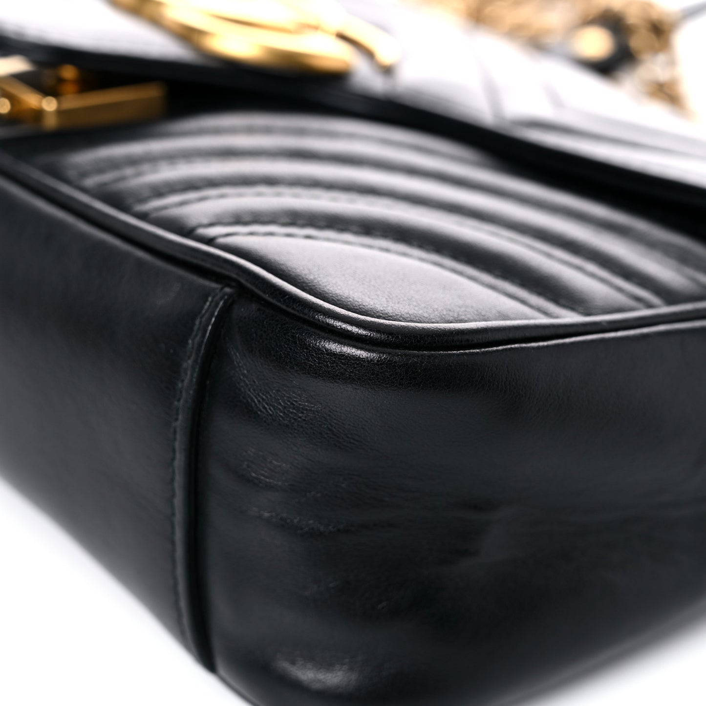 Calfskin Matelasse Small GG Marmont Shoulder Bag Black