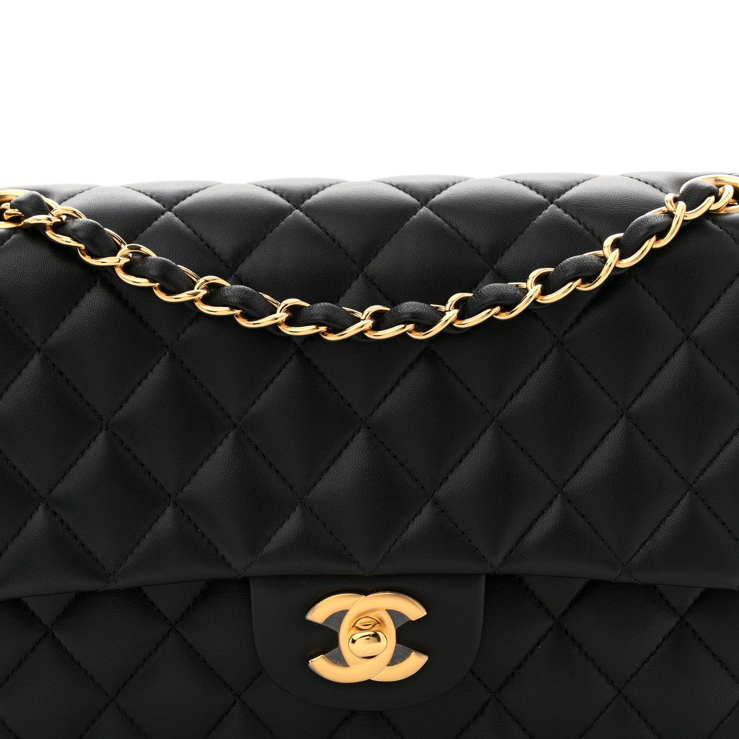 Chanel Lambskin Quilted Medium Double Flap Black 8 of 10