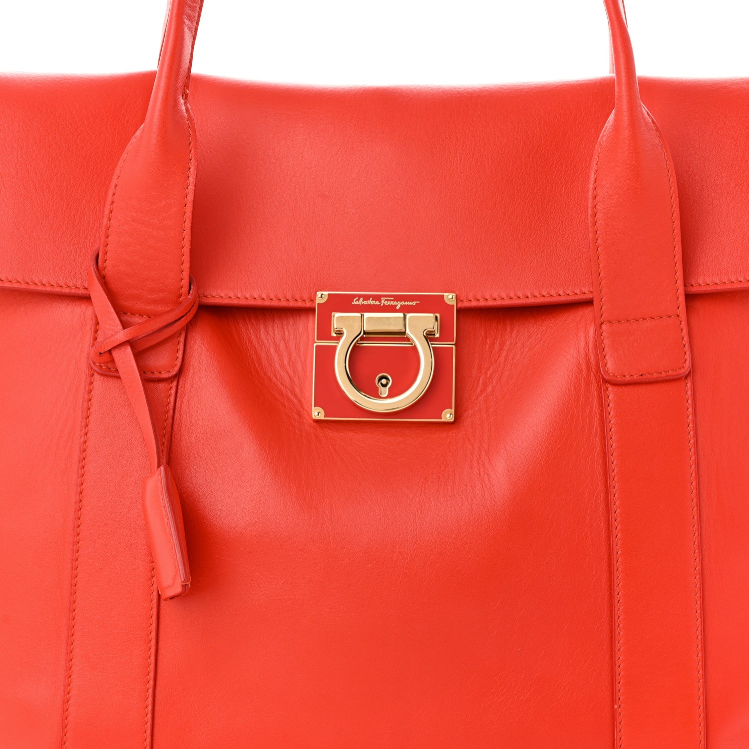 Salvatore Ferragamo Calfskin Large Sookie Satchel Red 8 of 12