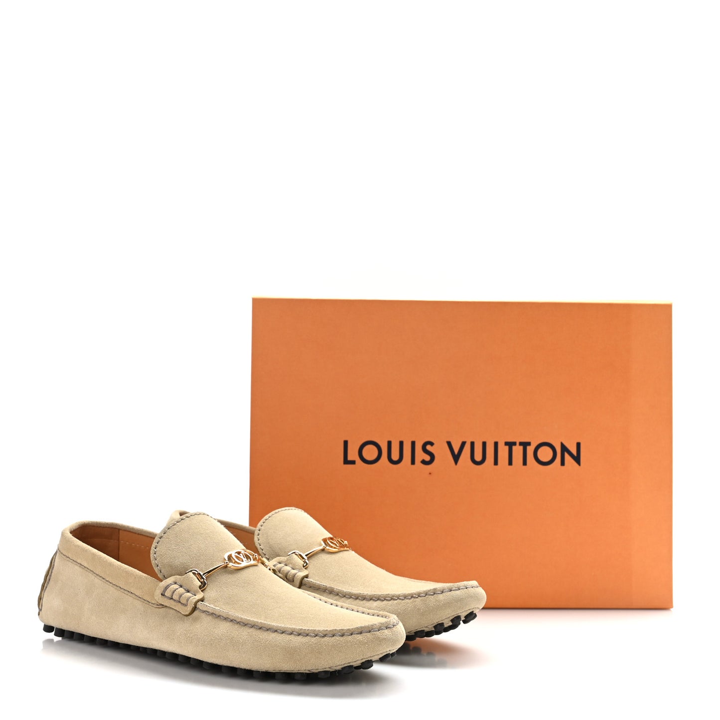 Suede Calfskin LV Porto Vecchio Moccasin Loafers 7.5 Beige