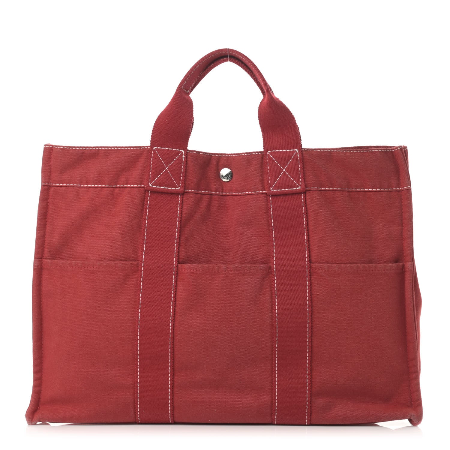Hermes Canvas Herline Tote MM Red 1 of 12