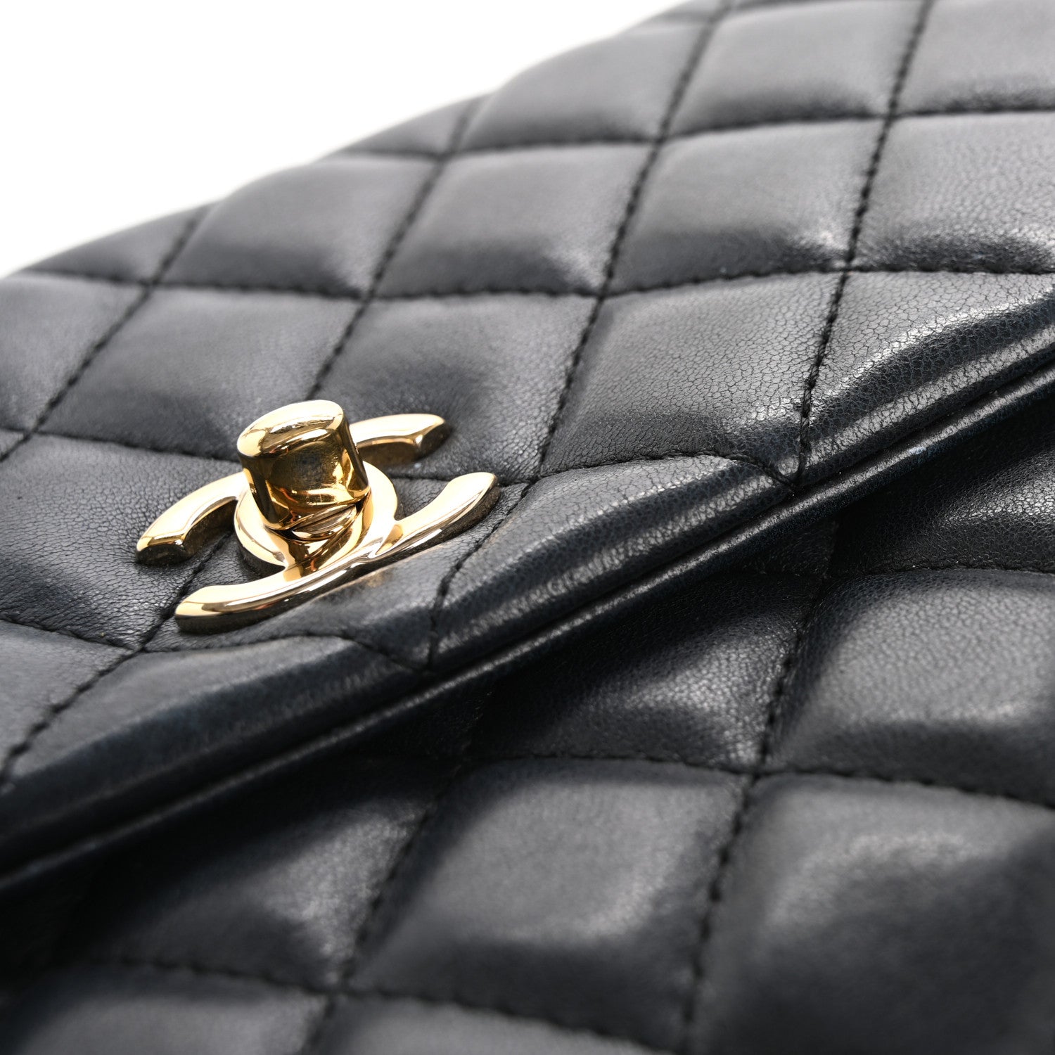 Chanel Lambskin Quilted Fold Up Again Clutch Dark Blue 13 of 14