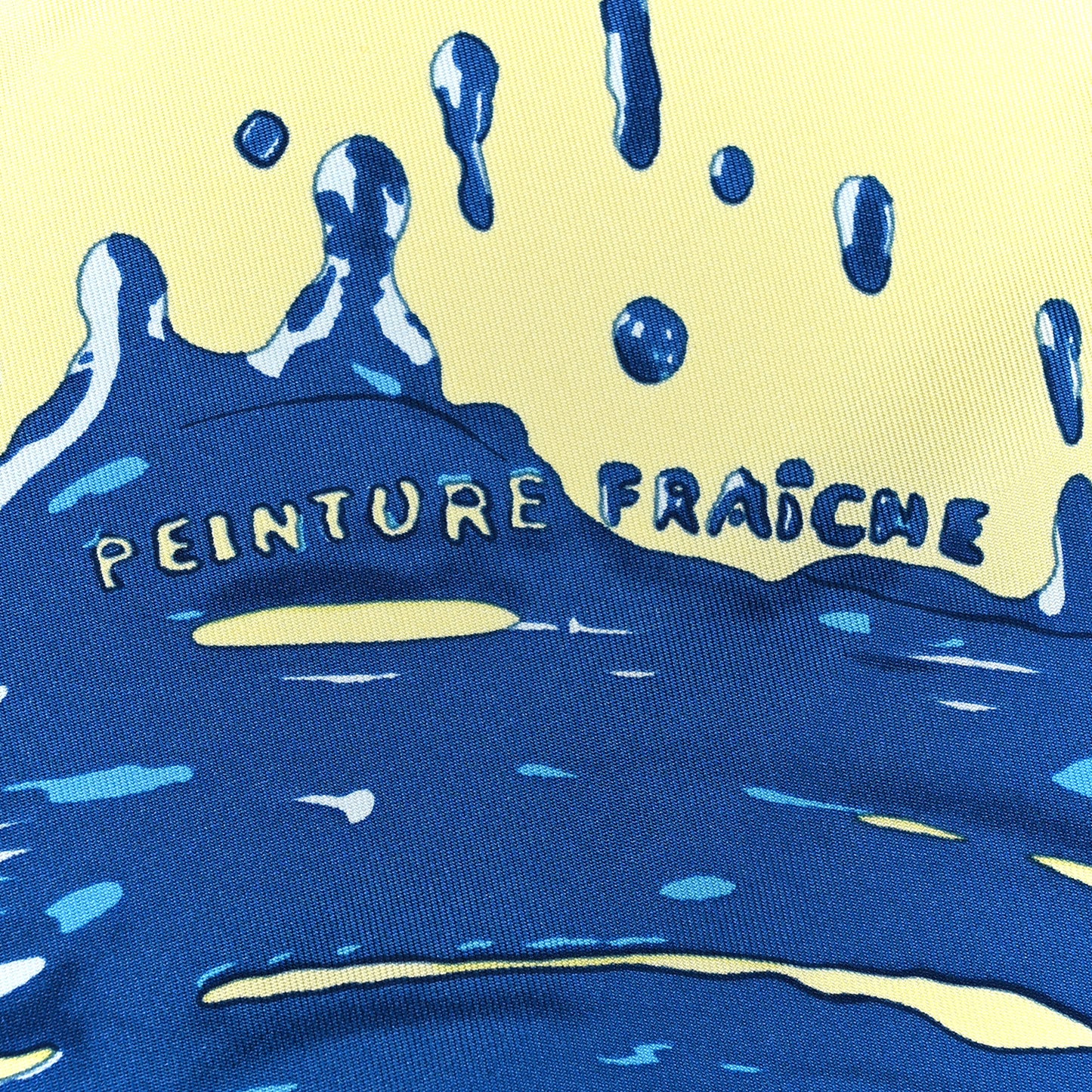 Silk Peinture Fraiche Scarf 45 Jaune Soufre Bleu