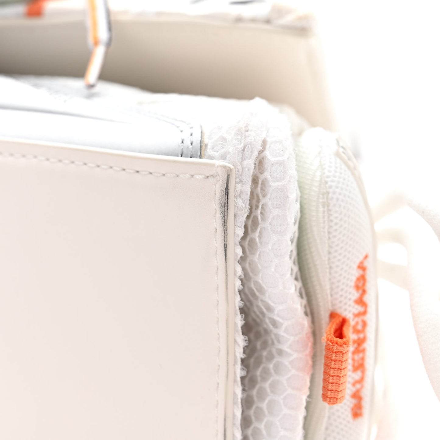 Faux Calfskin Fabric Glow In The Dark Small Sneakerhead Top Handle Bag White Orange