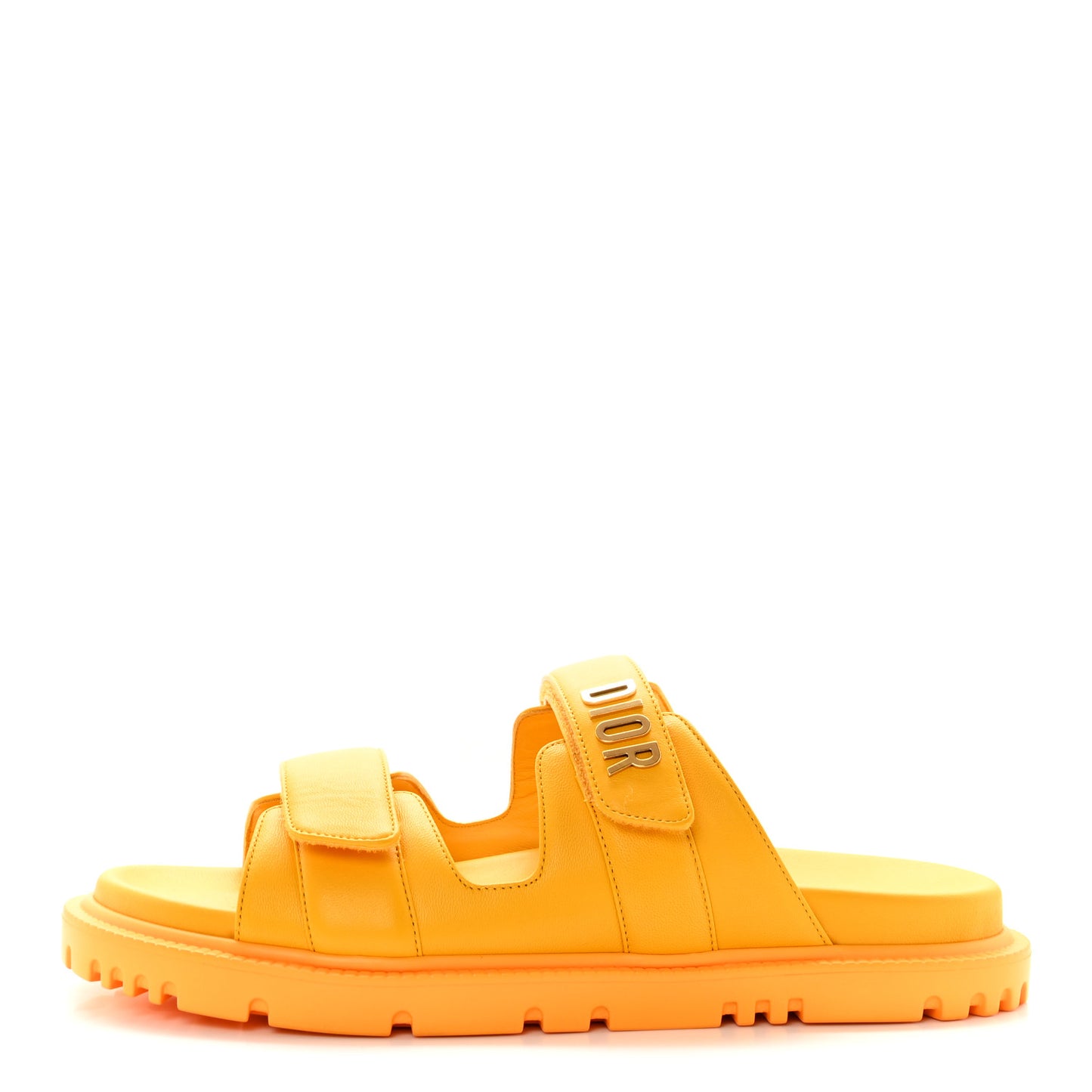 Lambskin Dioract 10mm Slide Sandals 40 Amber Yellow