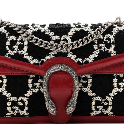 Gucci Tweed GG Monogram Small Dionysus Shoulder Bag Black White Romantic Cherry 8 of 10