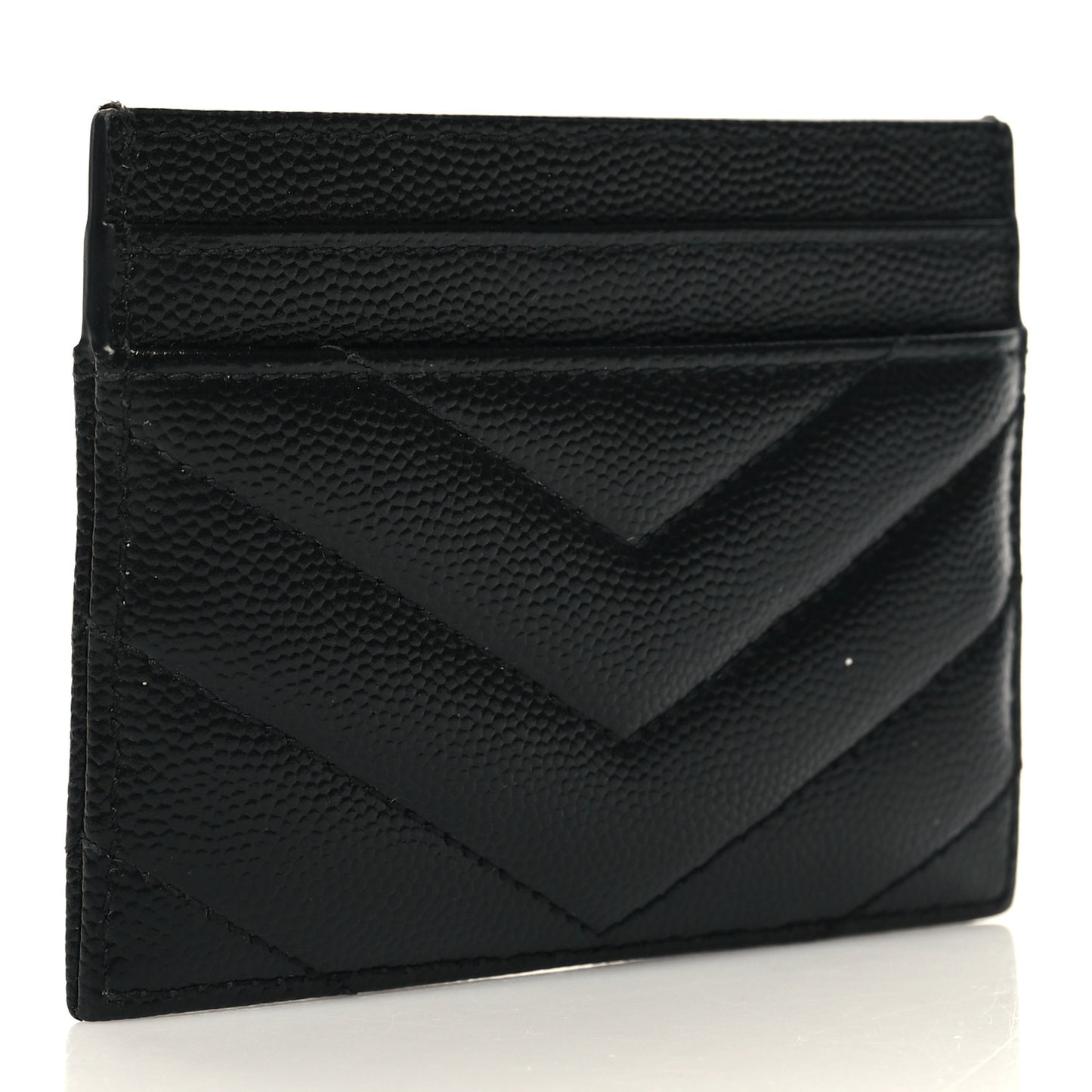 Grain De Poudre Matelasse Chevron Monogram Credit Card Case Black
