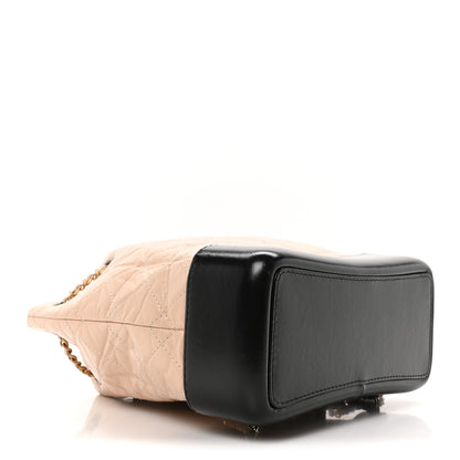 Chanel Aged Calfskin Quilted Small Gabrielle Backpack Beige Black 4 of 10