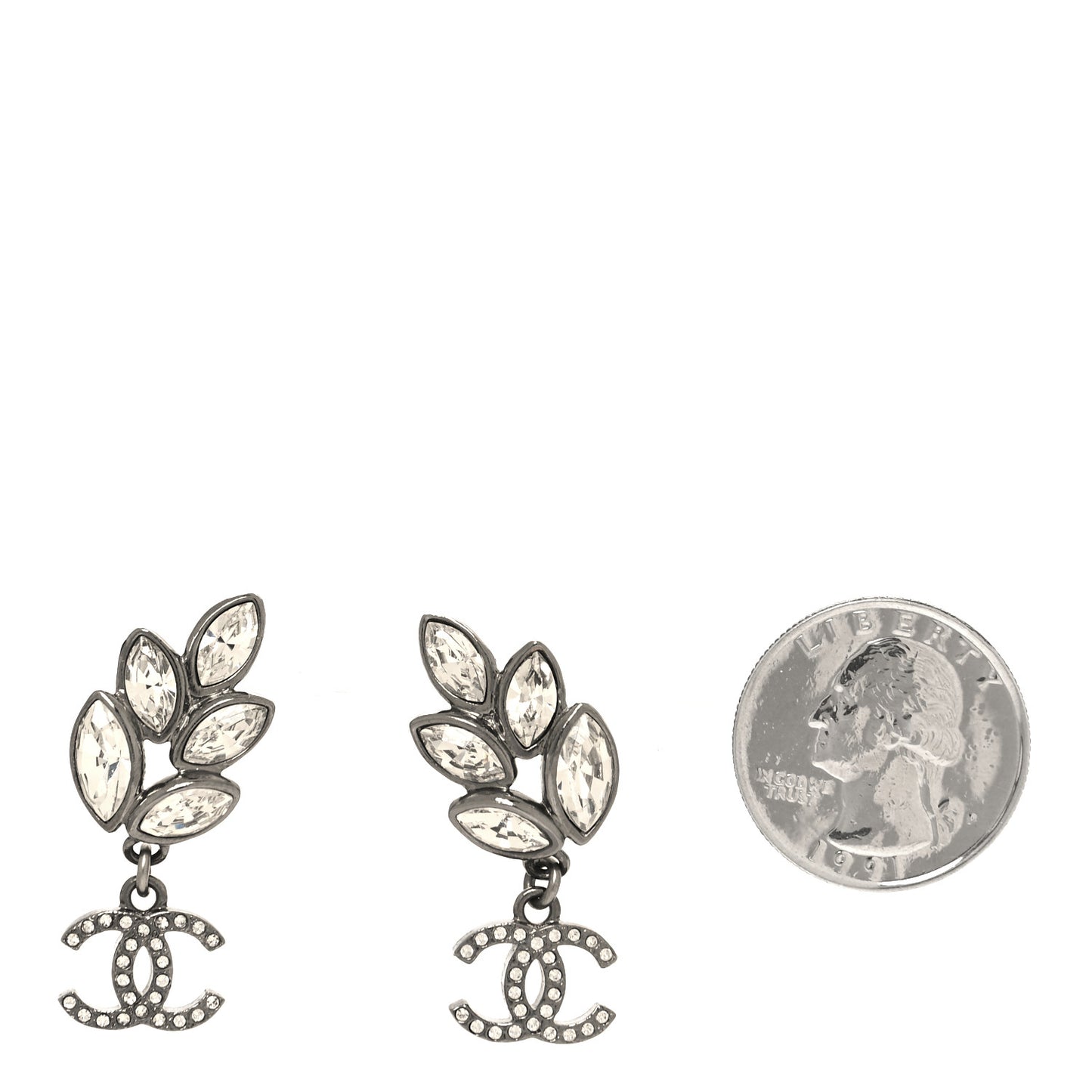 Crystal Sparkling Wheat CC Drop Earrings Silver