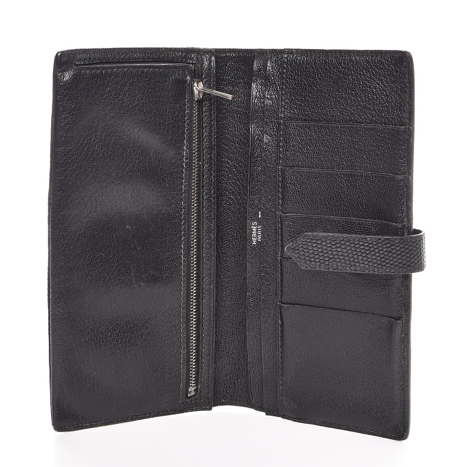 Hermes Lizard Bearn Gusset Wallet Black 5 of 14