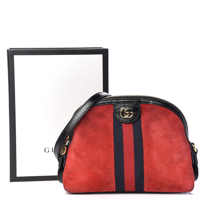 Gucci Suede Patent Web GG Small Ophidia Dome Shoulder Bag Hibiscus Red 12 of 12
