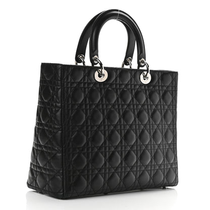 Christian Dior Lambskin Cannage Large Lady Dior Black 2 of 9