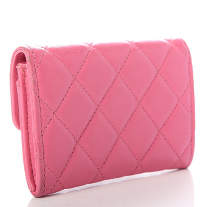 Chanel Lambskin Quilted Flap Card Holder Wallet Pink 3 of 7