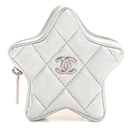 Chanel Metallic Lambskin Walk Of Fame Star Clip On Coin Purse Silver 1 of 7
