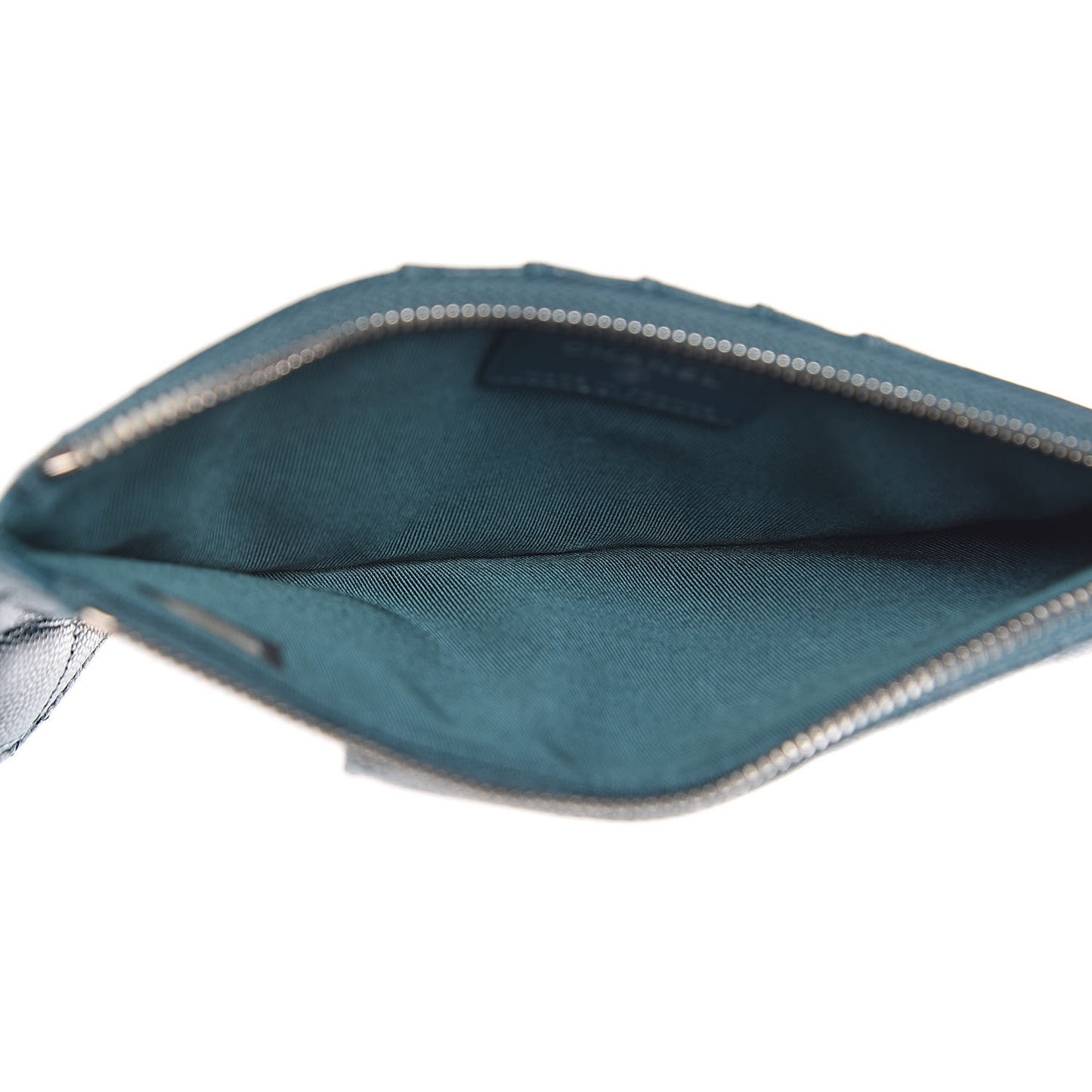 Caviar Quilted Classic Flat Wallet Pouch Dark Turquoise