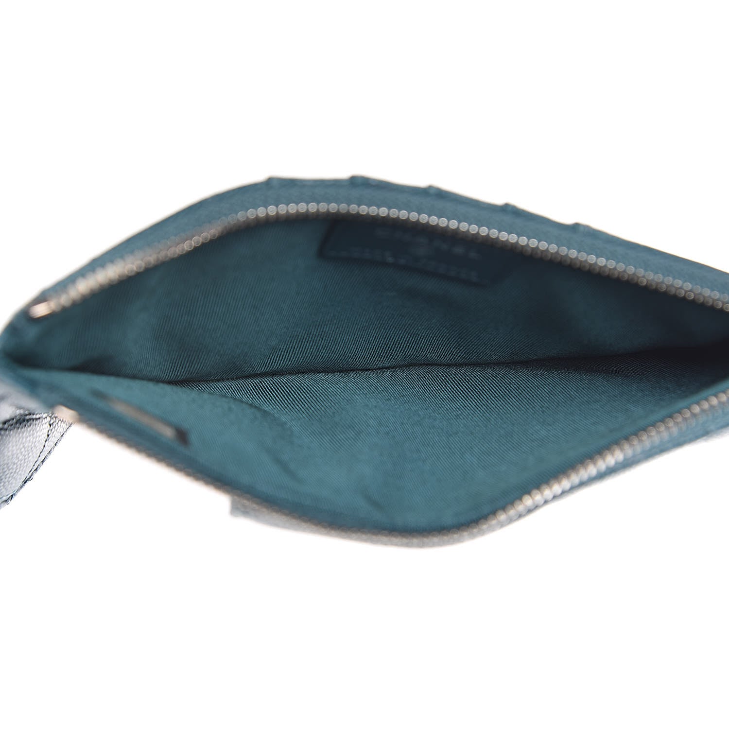 Chanel Caviar Quilted Classic Flat Wallet Pouch Dark Turquoise 5 of 8