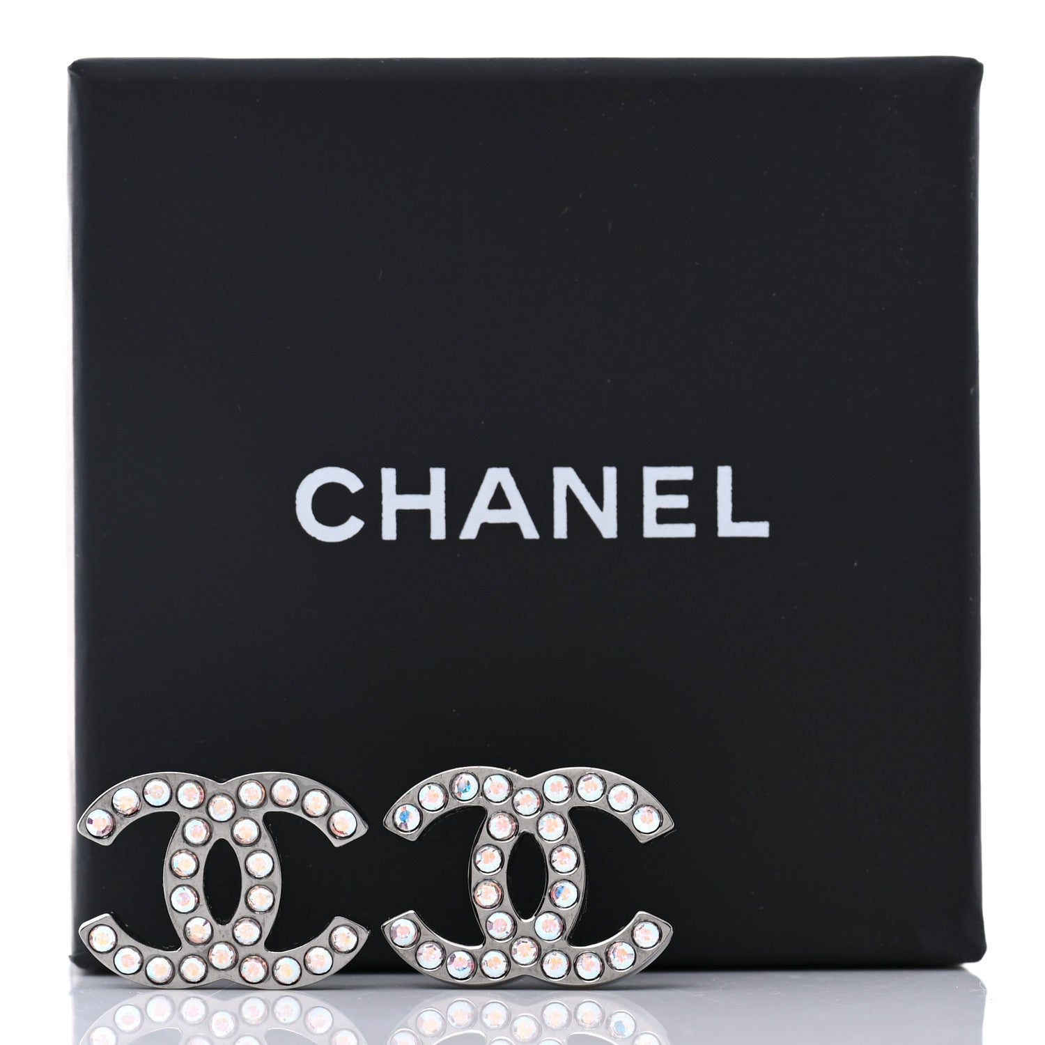 Chanel Iridescent Crystal CC Earrings Multicolor 5 of 5