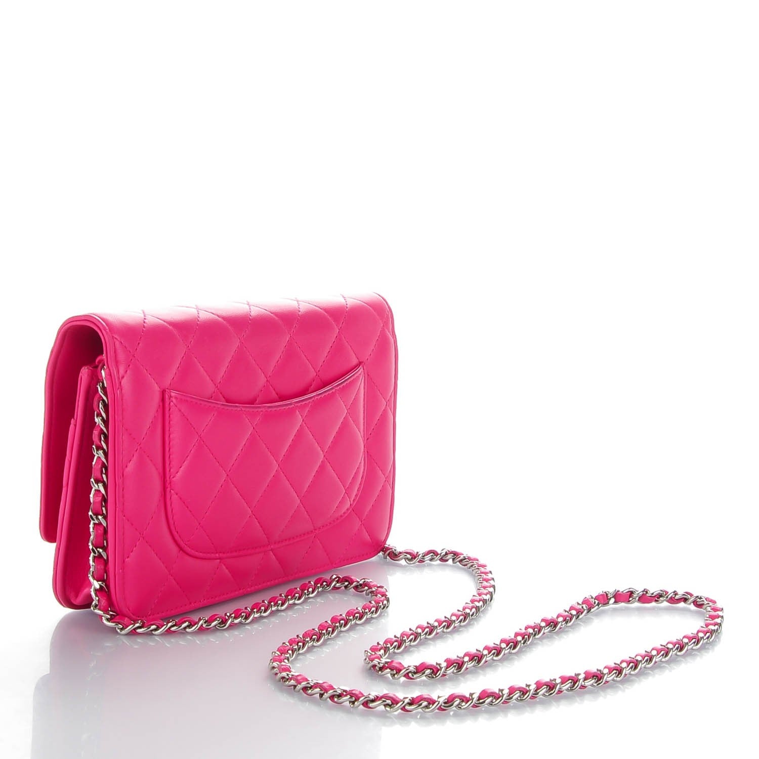 Chanel Lambskin Quilted Wallet On Chain WOC Dark Pink 3 of 9