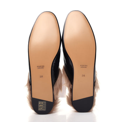 Gucci Patent Fur Womens Princetown Slippers 39 Black 6 of 9