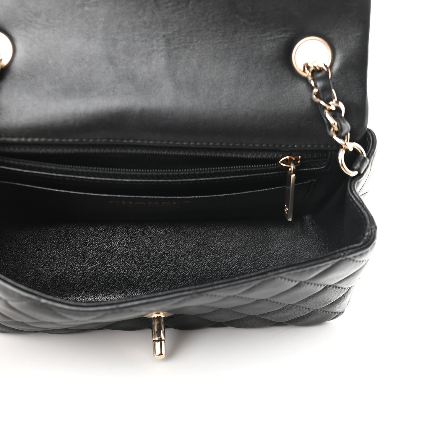 Lambskin Quilted Mini Rectangular Flap Black