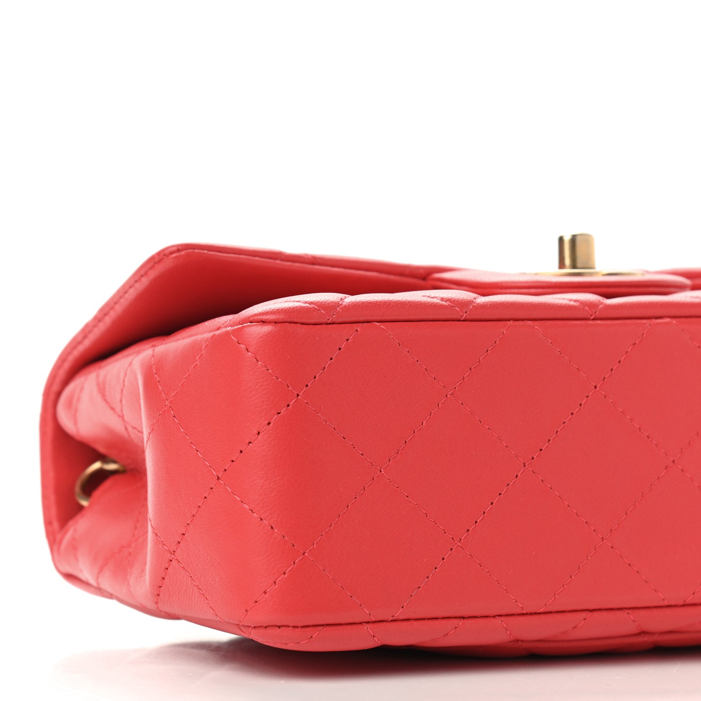 Lambskin Quilted Mini Rectangular Flap Red