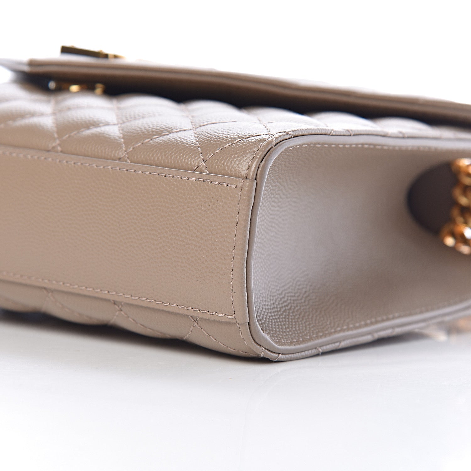 Saint Laurent Grain De Poudre Textured Mixed Matelasse Medium Triquilt Monogram Satchel Taupe 9 of 10