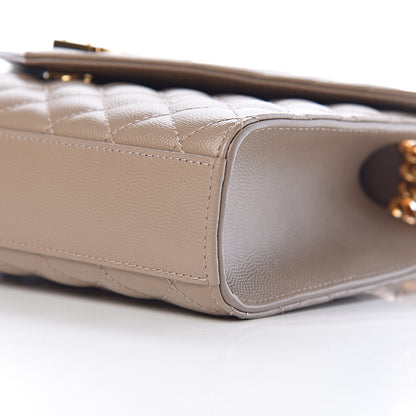 Saint Laurent Grain De Poudre Textured Mixed Matelasse Medium Triquilt Monogram Satchel Taupe 9 of 10