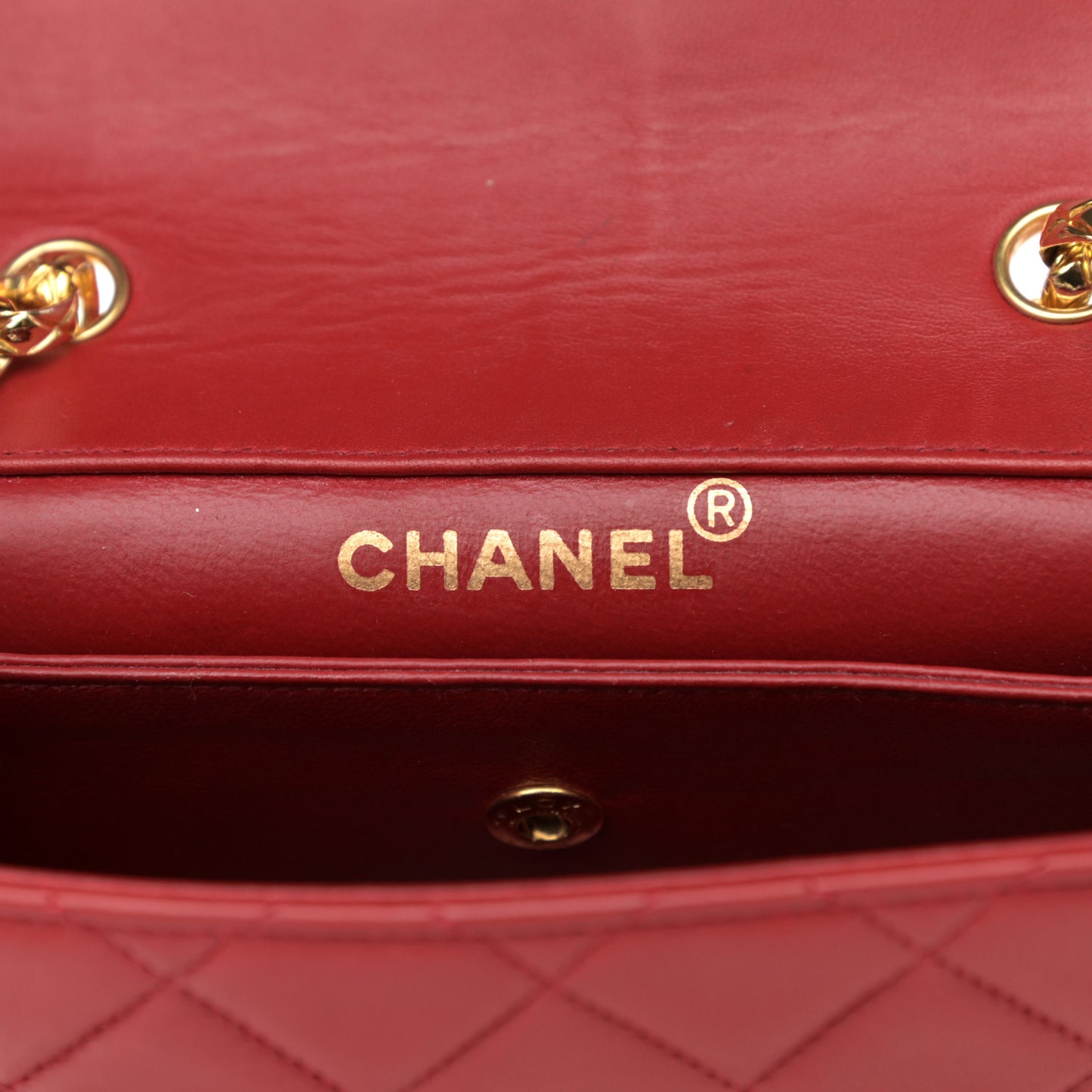 Lambskin Quilted Small Single Flap Red