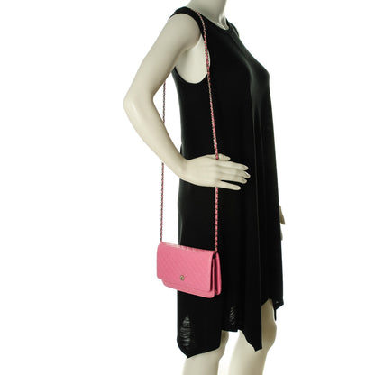 Chanel Lambskin Micro Quilted Wallet On Chain WOC Pink 2 of 8