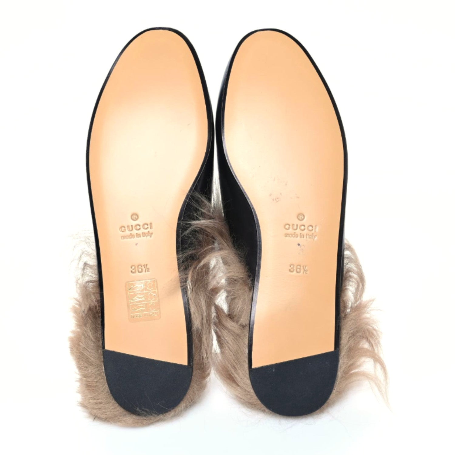 Gucci Calfskin Fur Flame Princetown Slippers 36.5 Black 5 of 8