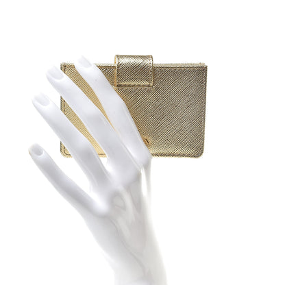 Prada Saffiano Metal Accordion Card Case Platino 2 of 8