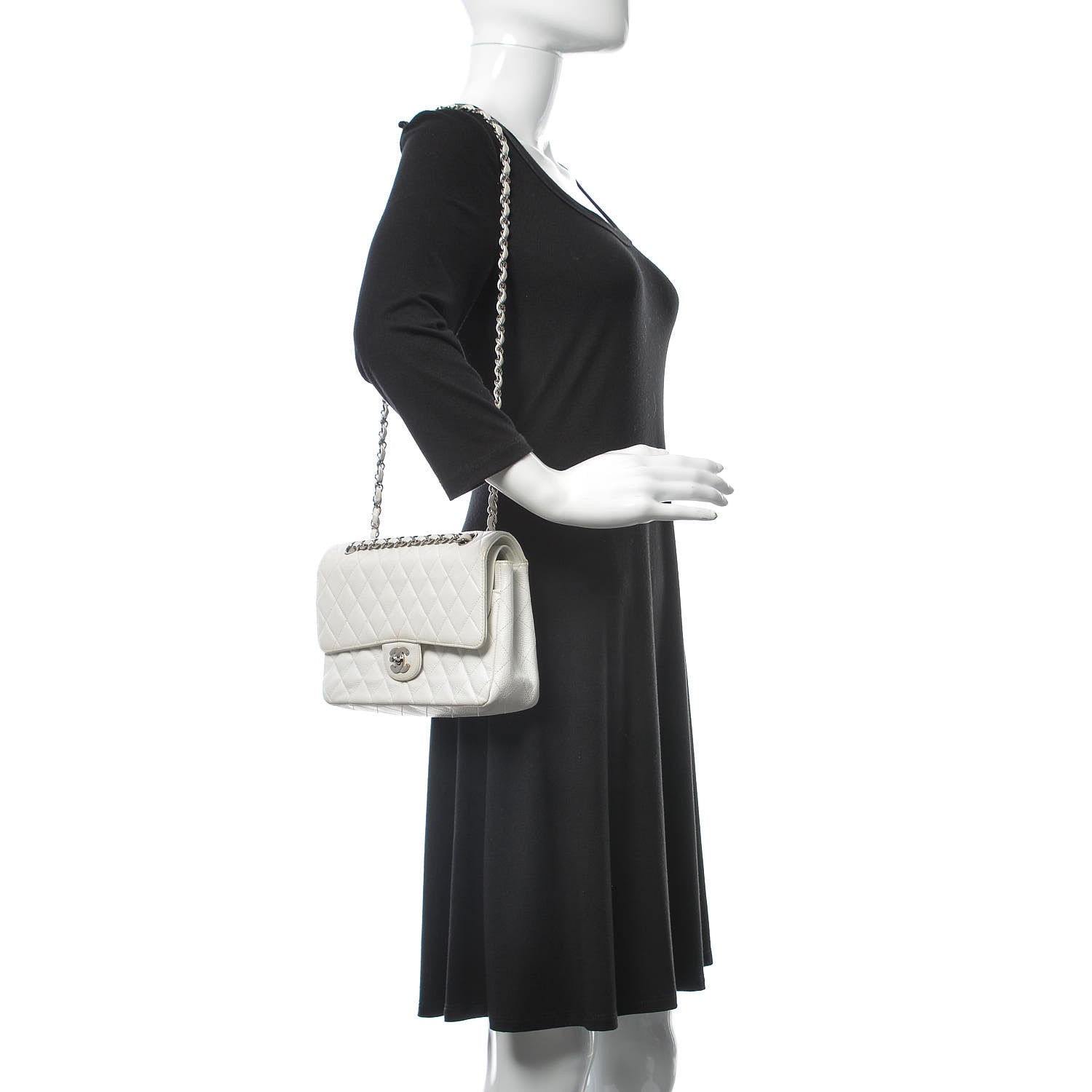 Chanel Caviar Quilted Medium Double Flap White 2 of 12