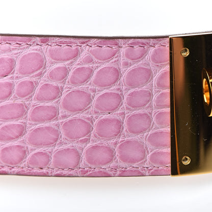 Hermes Matte Alligator Kelly Dog Bracelet T2 5P Pink 6 of 7