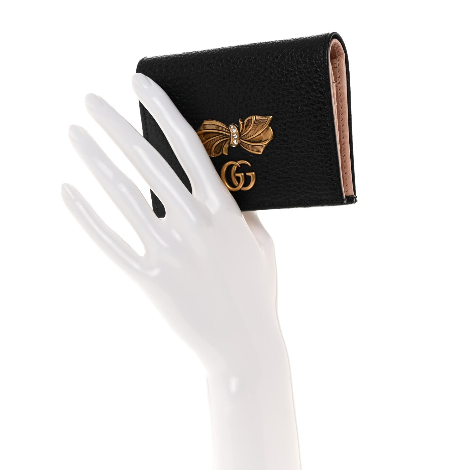 Gucci Calfskin GG Marmont Bow Card Case Black 2 of 7