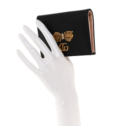 Gucci Calfskin GG Marmont Bow Card Case Black 2 of 7