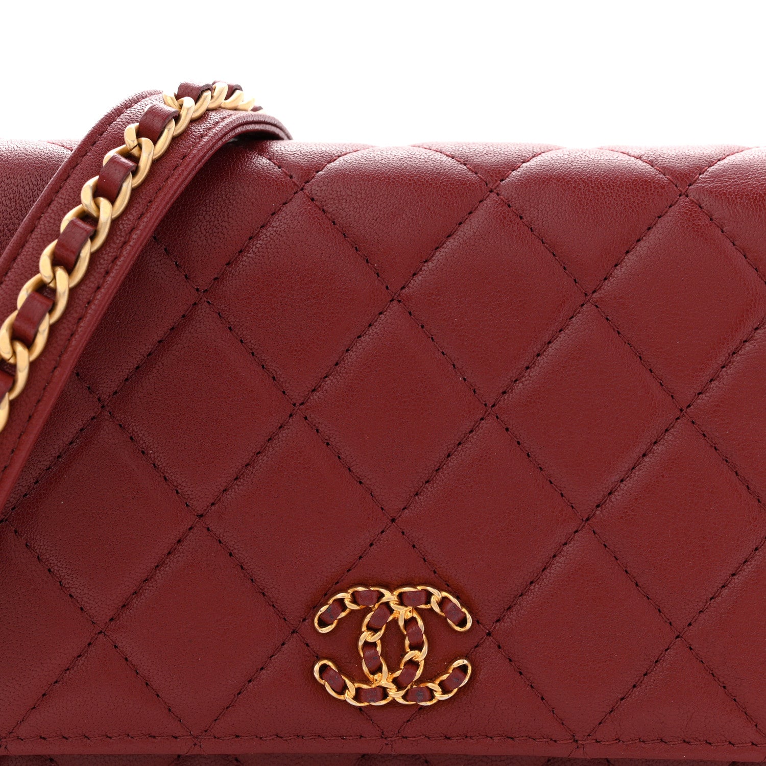 Chanel Lambskin Quilted Infinity Wallet On Chain WOC Burgundy 8 of 11