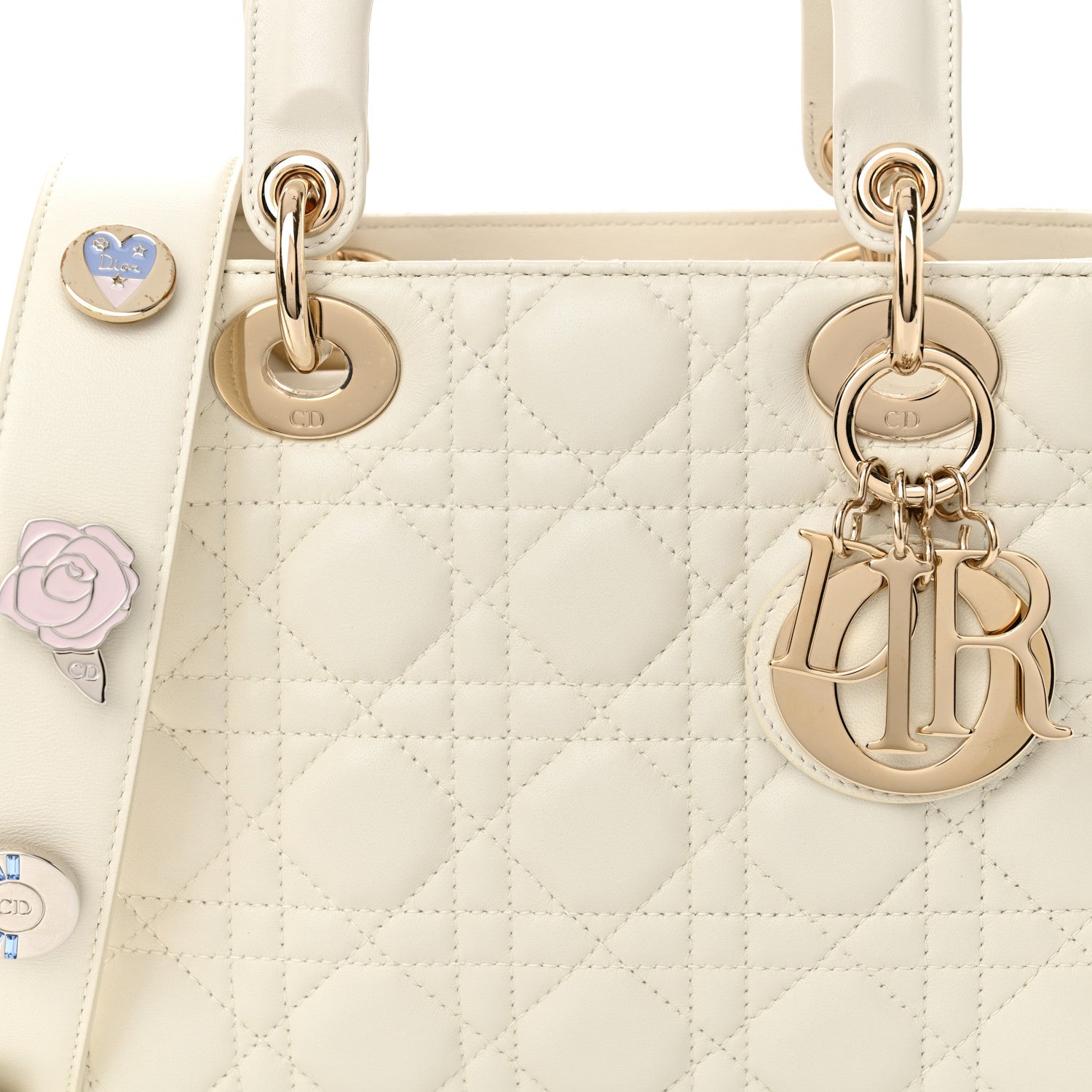 Christian Dior Lambskin Cannage Small Lucky Badges My Lady Dior White 8 of 10