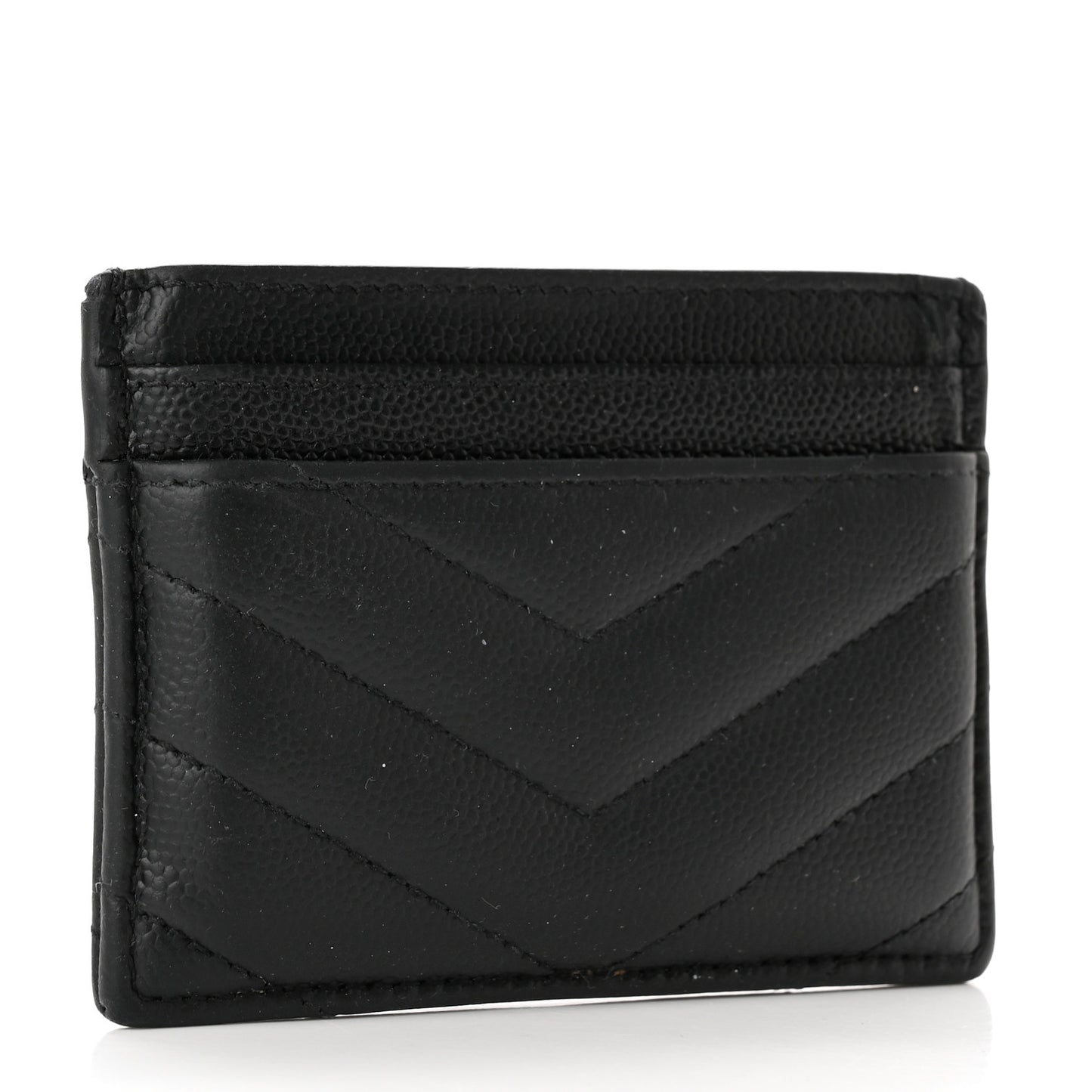 Grain De Poudre Matelasse Chevron Monogram Credit Card Case Black