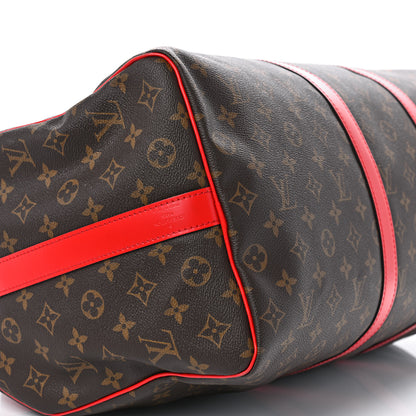 Louis Vuitton Calfskin Monogram Keepall Bandouliere 50 Coquelicot 7 of 9