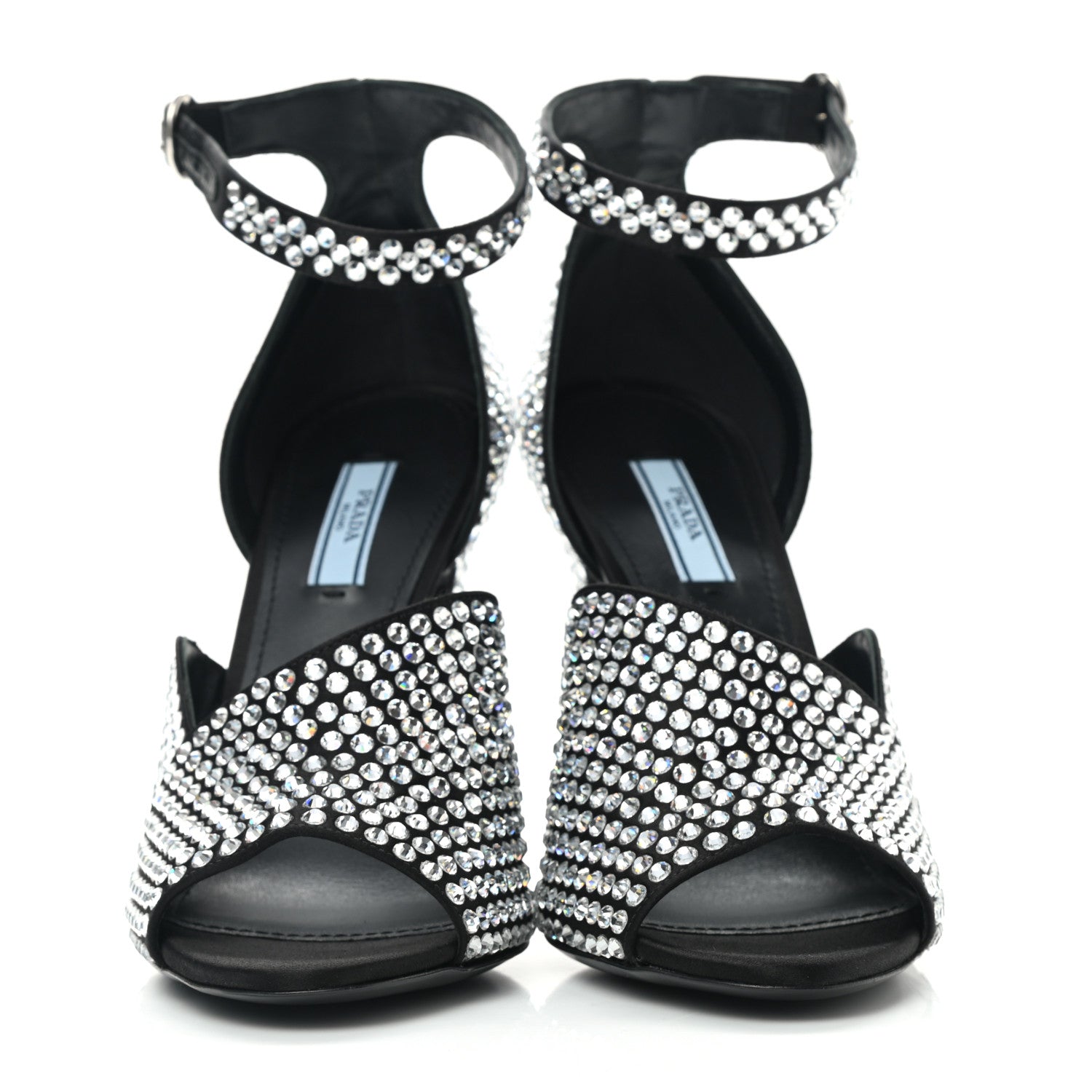Prada Satin Crystal Ankle Wrap 105mm Sandals 39 Cristal 2 of 8