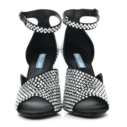 Prada Satin Crystal Ankle Wrap 105mm Sandals 39 Cristal 2 of 8