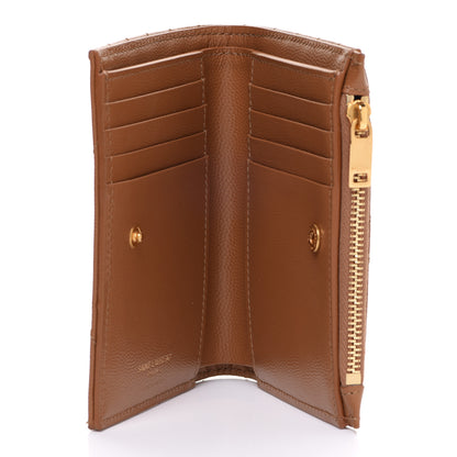 Saint Laurent Grain De Poudre Matelasse Chevron Monogram Zipped Card Case Natural Dark 5 of 7