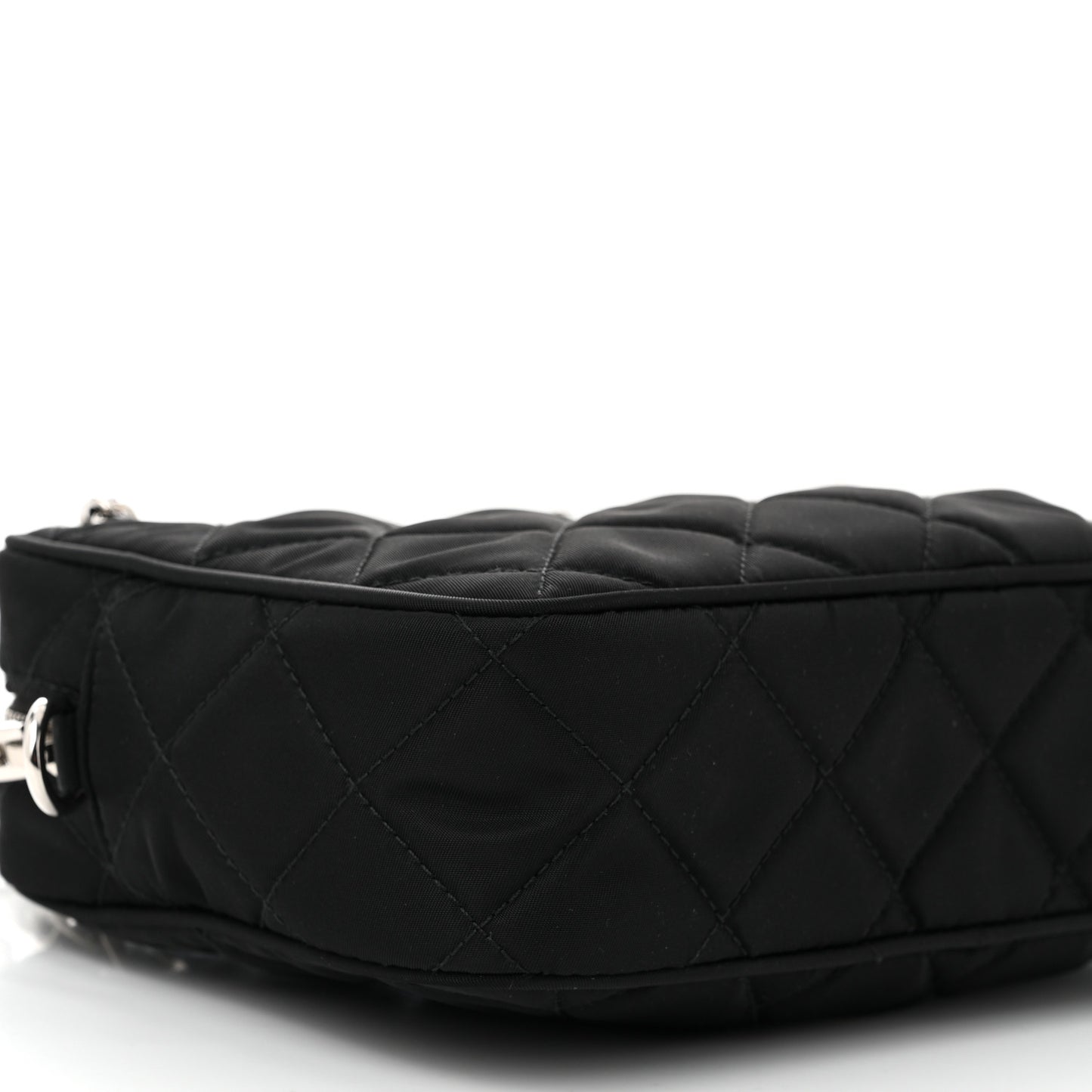 Nylon Tessuto Impuntu Quilted Bandoliera Crossbody Bag Black