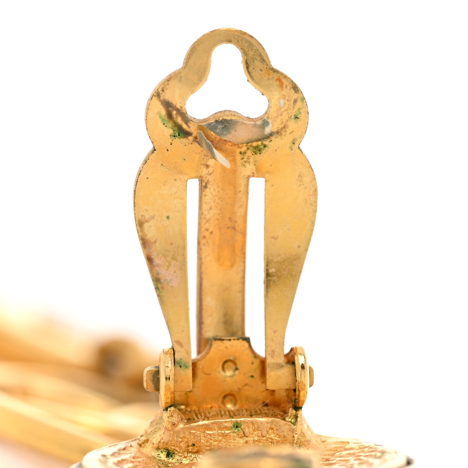 Chanel Metal CC Circle Long Drop Clip On Earrings Gold 5 of 8