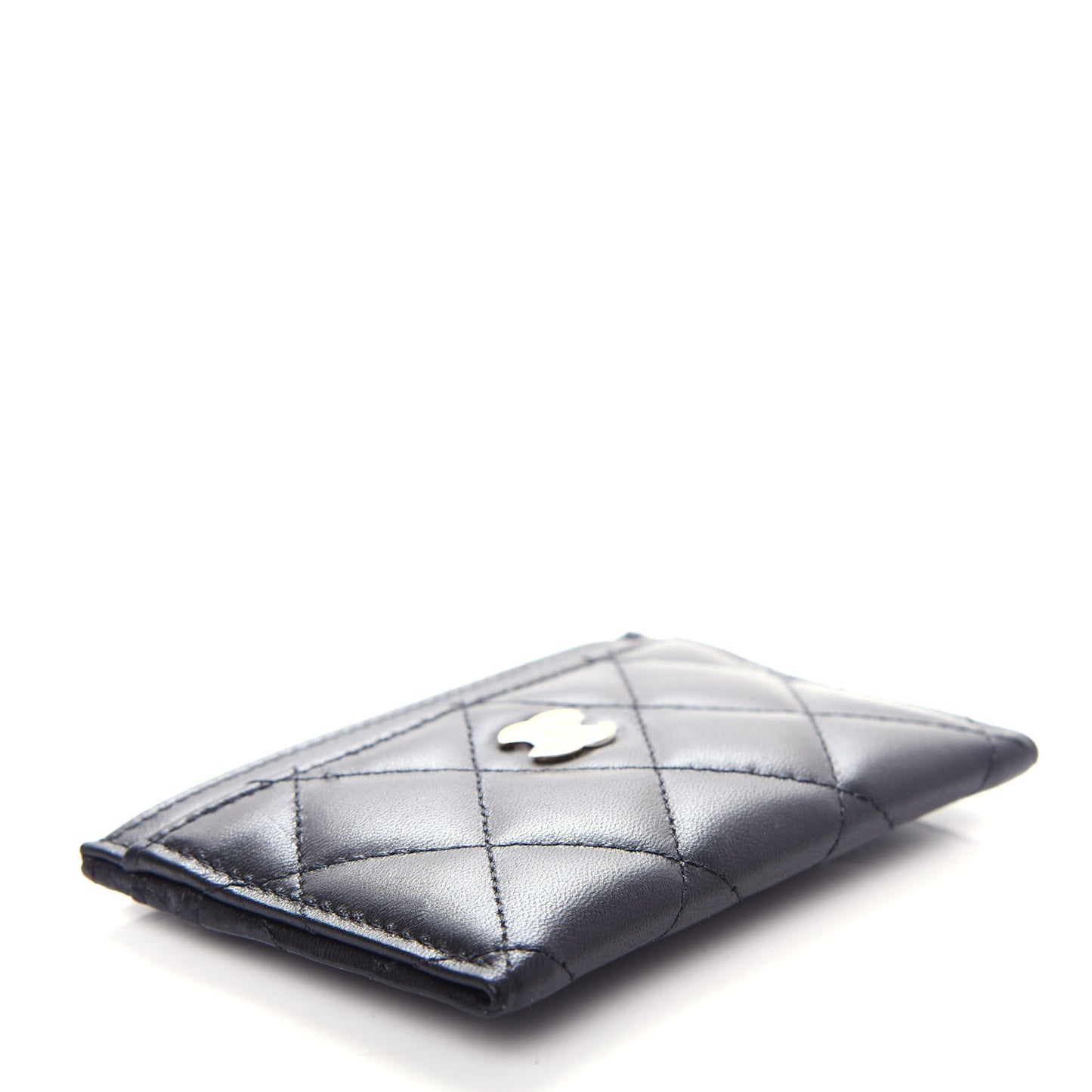 Lambskin Quilted Card Holder Black