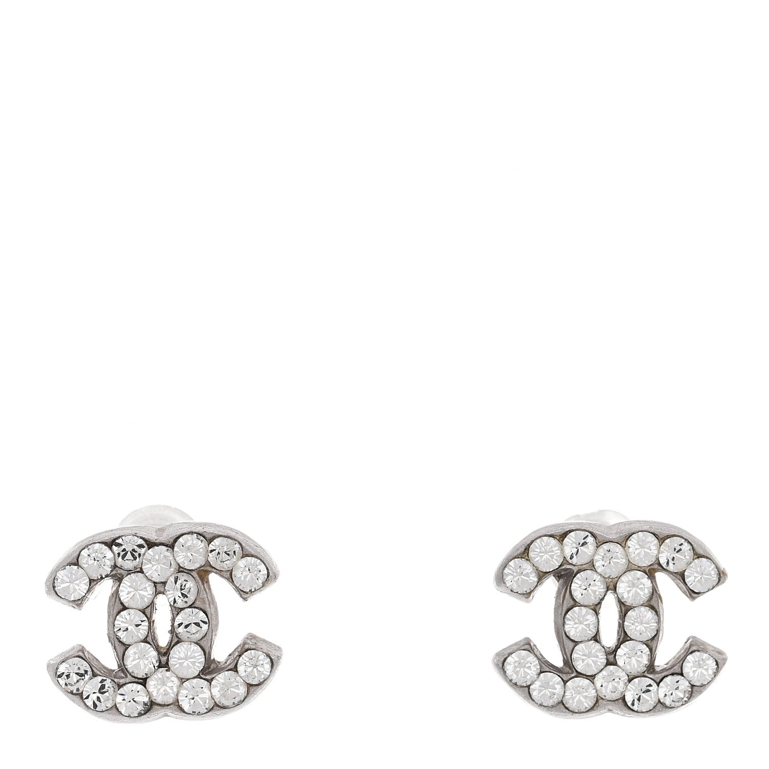 Chanel Crystal Mini Timeless CC Earrings Silver 1 of 5