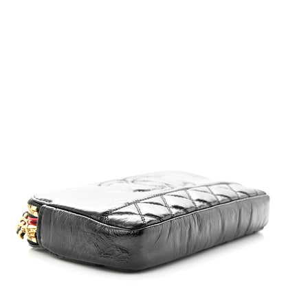 Chanel Glazed Aged Calfskin Quilted CC Small Clutch With Chain Black 4 of 14