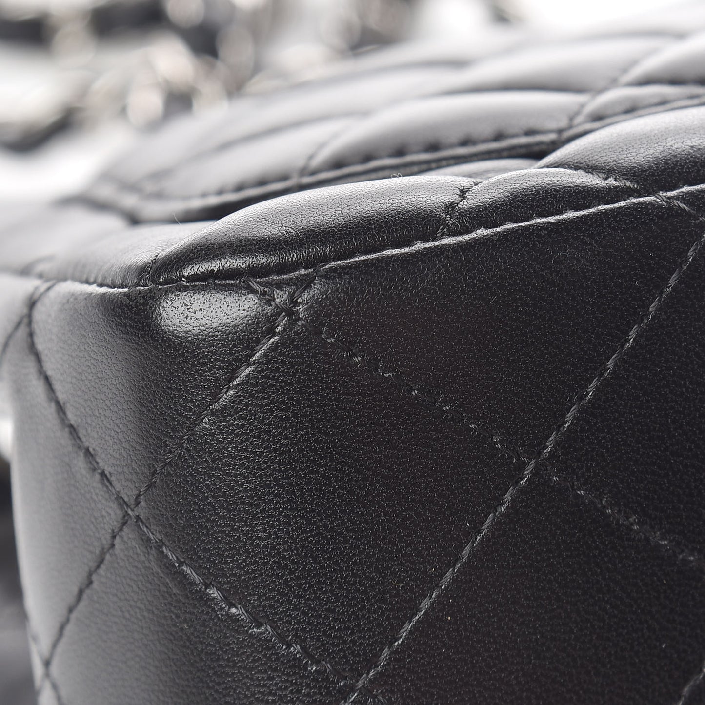 Lambskin Quilted Mini Square Flap Black