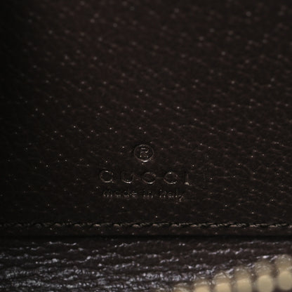 Gucci GG Supreme Monogram Textured Dollar Calfskin Web Ophidia Zip Around Card Case Wallet Beige Ebony New Acero 6 of 7